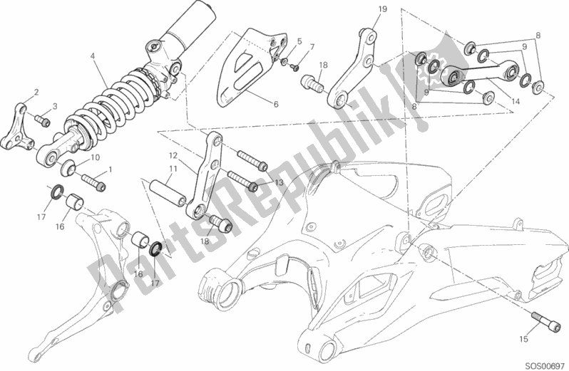 Toutes les pièces pour le Sospensione Posteriore du Ducati Superbike 899 Panigale ABS USA 2015